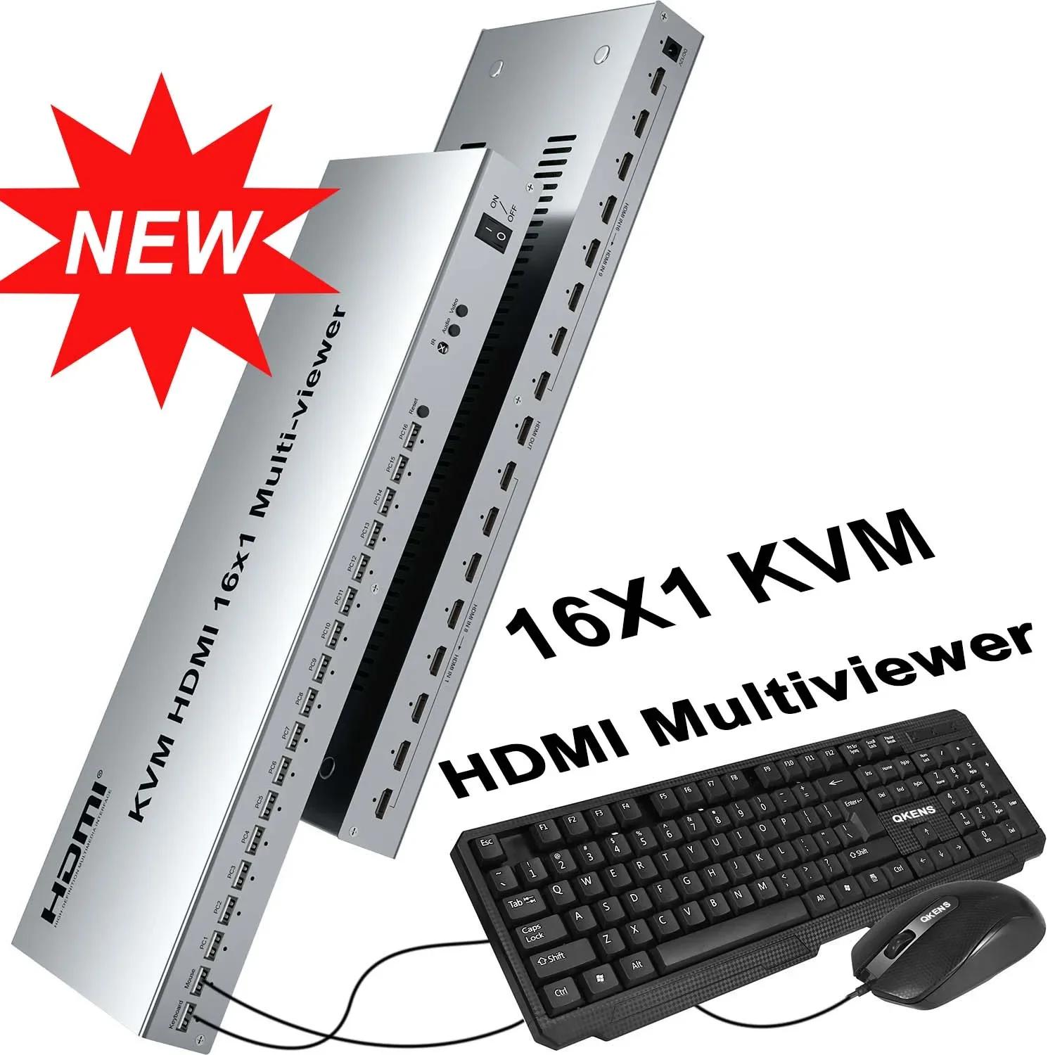 HDMI Ƽ   콺 Ű ɸ ġ, 1080P USB KVM, 16x1, 16  Ƽ  ȭ ұ, 1 TV 